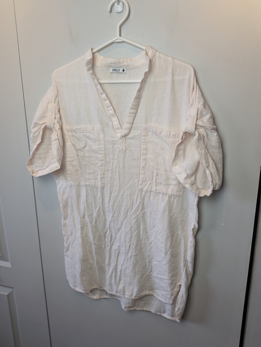 JOELLE COLLECTION Women Blouse Top Size Small White And Beige Lines